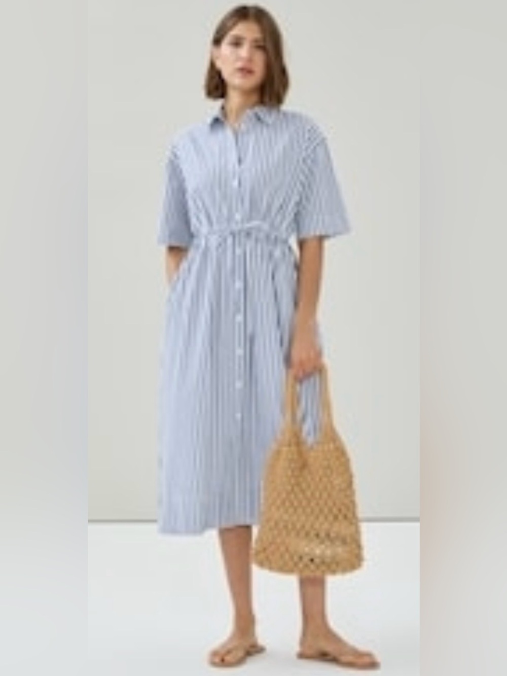 Joe Fresh-Blue and White Striped Midi Dress